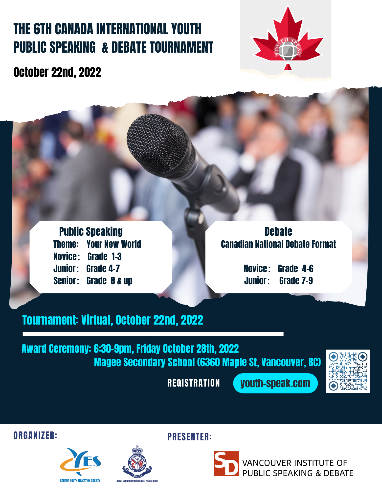 The Canada International Youth Public Speaking & Debate Tournament Flyer